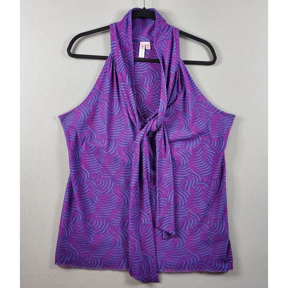 Sweet Pea Stacy Frati Purple/Red/Black Top Blouse Halter Neck tie sleeveless XL